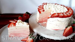 Strawberry mille crepe cake | cheesecake frosting