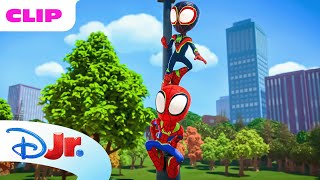 Marvel's Spidey and his Amazing Friends | Spidey and Moon Girl vs Gobby's Dino-mech | @disneyjr