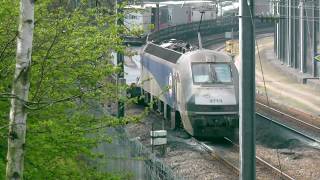 (HD) Eurotunnel Le Shuttle Trains at Cheriton, Folkestone -  27/3/14