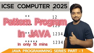 Pattern Java Program ICSE class 10th || Pattern programs in Java detailed explanation