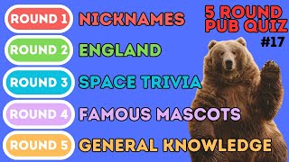 The 5 Round Pub Quiz | Nicknames, England, Space Trivia, Famous Mascots & General Knowledge (17)