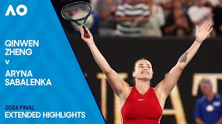 Qinwen Zheng v Aryna Sabalenka Extended Highlights | Australian Open 2024 Final