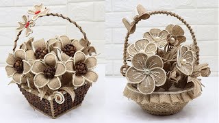 4 Beautiful Jute Flower Basket | Home decorating ideas handmade