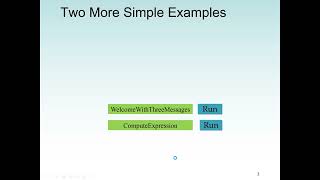 The Java Program Examples: Jove code to display message on the screen and calculate an expressions.
