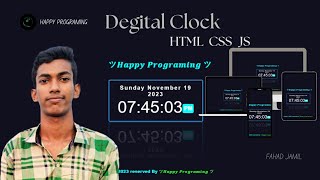 Digital Clock | With Date| - Using HTML, CSS & Javascript | Happy Programing