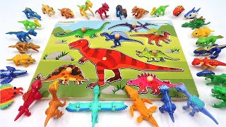 Jurassic World Dinosaurs In Dino Wooden Puzzle - Tyrannosaurus Spinosaurus Diplodocus