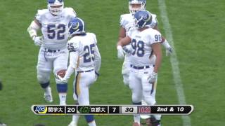 2016 ケイ・オプティコム FLASHBOWL SERIES 関西学生アメフト 第6節 関西学院大学vs京都大学 ハイライト