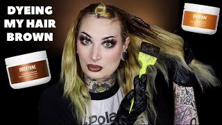 DYEING MY HAIR BROWN | Trying Overtone!