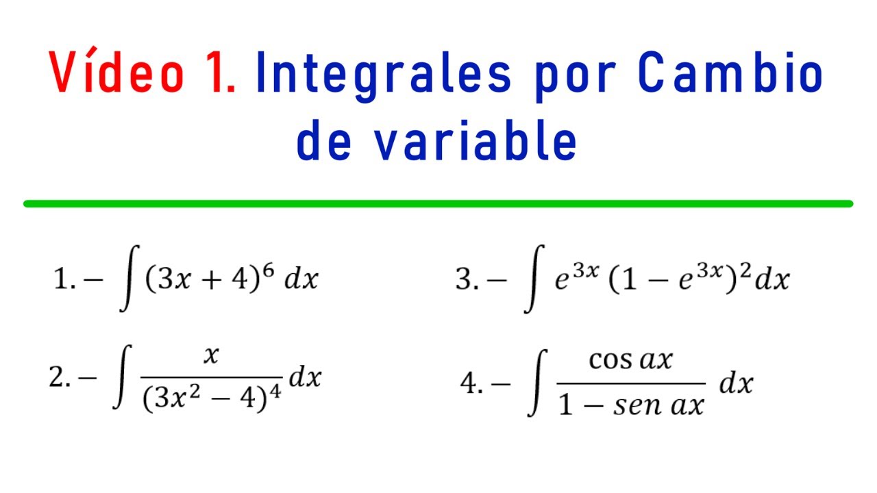 Vídeo 1.Integrales Por Cambio De Variable. - YouTube