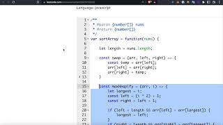 Visualize Leetcode 912: Sort an array (Heap sort) (Medium)