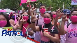 Magdamag pa lang: 'Kakampinks' dagsa sa miting de avance ni Leni sa Makati | TV Patrol