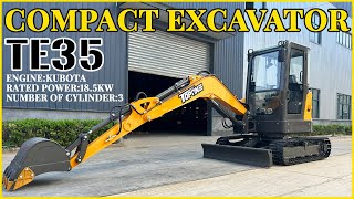 Demo video of EPA Engine Hydraulic mini Earth Digger with CE/TUV certified 3.5ton Crawler Excavator