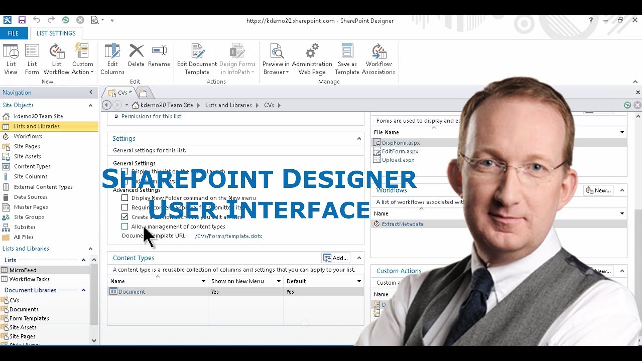 SharePoint Designer User Interface - YouTube