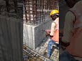 Drilling work for concrete column using electrical HILTI drill machine.