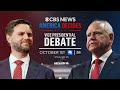 Simulcast: CBS News Vice Presidential Debate: VP picks Tim Walz and JD Vance faceoff