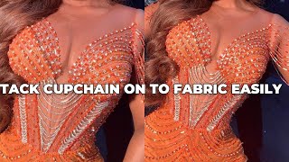 HOW TO SEW CUPCHAIN ON TO FABRIC, OUTFITS AND HEADGEARS | LUXURY EMBELLISHMENTS | BEGINNER-FRIENDLY