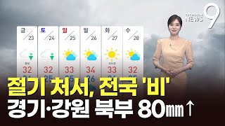 [날씨] 절기 처서, 전국 '비'…경기·강원 북부 80㎜↑