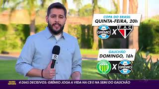 Globo Esporte RS Quatro dias decisivos Grêmio joga a vaga na Copa do Brasil e na semi do Gauchão