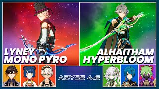 C0 Lyney Mono Pyro & C0 Alhaitham Hyperbloom - Spiral Abyss 4.6 | Floor 12 9 Stars - Genshin Impact