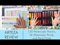 Arteza Review: 120 Watercolor Pencils, 36 Watercolor Paints, and 96 Slot Pencil Case