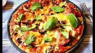 最简单披萨做法，不揉面不擀面，香味浓郁，太好吃了 Easy Pizza Recipe No Kneading