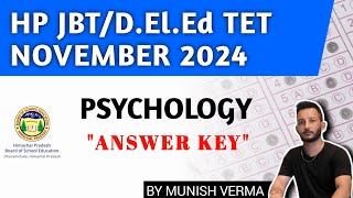 HP JBT TET SOLVED PAPER | Psychology ANSWER KEY | HELD ON 15 November 2024