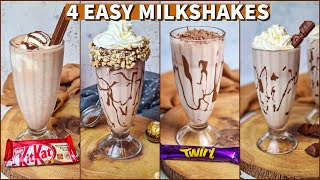 4 Easy Chocolate Milkshake Recipes | The Perfect Thick Milkshake | Summer Drinks Non-Alcoholic