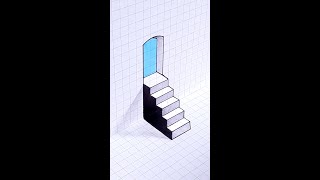 How to Draw - Easy 3D Steps & Door Illusion Art Trick #shorts