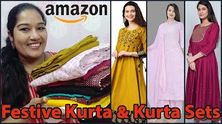 ఈసారి నా పండుగ షాపింగ్ చాలా నచ్చింది / Amazon Festive Kurta \u0026 Kurta Sets Haul / Top Rated Kurtas