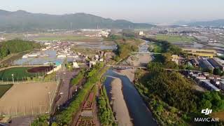 DJI Mavic Air 滋賀県甲賀市水口町 河川敷と朝日