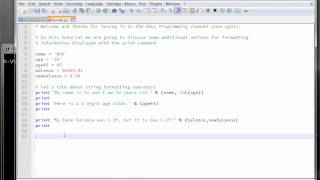 Intro to Python Programming 2 - Print Formatting