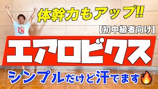 【シンプルだけど汗でます】初中級エアロビクスで運動しよう！体幹力もアップします！