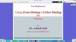 For Beginners : Using Font and Color Dialog in VB.Net