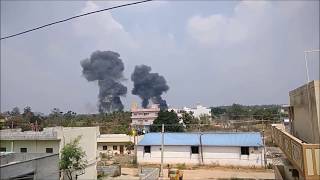 Air disaster crash two BAe Hawk Mk 132 in Yelahanka airbase, Bengaluru India