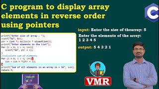 25.C program to display array elements in reverse order using pointers | C Programming LAB | PPS LAB