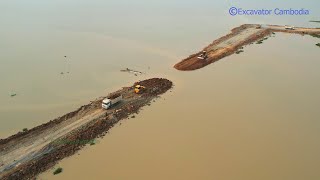 Wonderful Aerial Video Heavy Bulldozer​ Working Clearing Sand And Dirt - អាប៊ុលរុញដីខ្សាច់