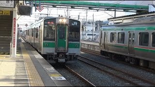 原ノ町駅に到着する小高からの常磐線下り701系