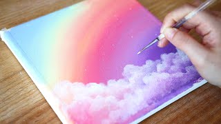 Dreamy Day 🌈Rainbow Sky & Clouds | Step by step Acrylic Painting #144