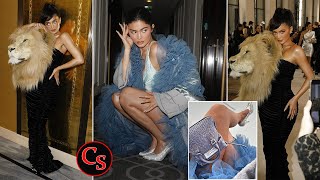 Kylie Jenner Wore Lion Head at 'Schiaparelli' 2023 Paris Fashion Week Show