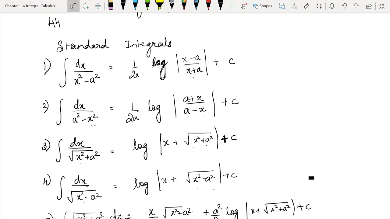 Integral Calculus Formulas