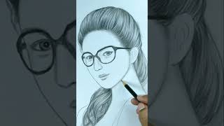 GIRL WITH BEAUTIFUL HAIR pencil SKETCH/HOW TO DRAW A GIRL WITH GLASSES #DRAWING #PENCIL SKETCH #art