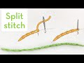 Split stitch - How to quick video tutorial - hand embroidery stitches for beginners