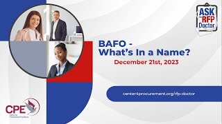 BAFO - What's In a Name - Ask the RFP Doctor