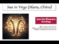 Sun in Virgo (Hasta & Chitra) all 12 signs