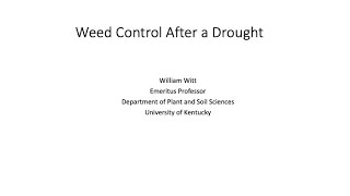 Weed Control After a Drought-Bill Whitt