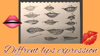 Different Lips Expression Drawing  | Challenge myself |step by step Tutorials
