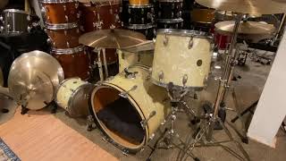 1953 Gretsch round badge 3 ply vintage drum set playing and walk around