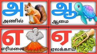 Uyir Eluthukkal / உயிர் எழுத்துக்கள் அடிப்படை தமிழ் / Learn Tamil Albhabets / அஆஇஈ வரிசை / சொற்கள்