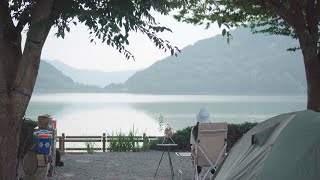 The Peaceful and Awesome Solo camping in front of the reservoir 🌲, Women's solo camping