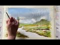 beginners loose river u0026 trees watercolor landscape loose watercolour painting techniques tutorial